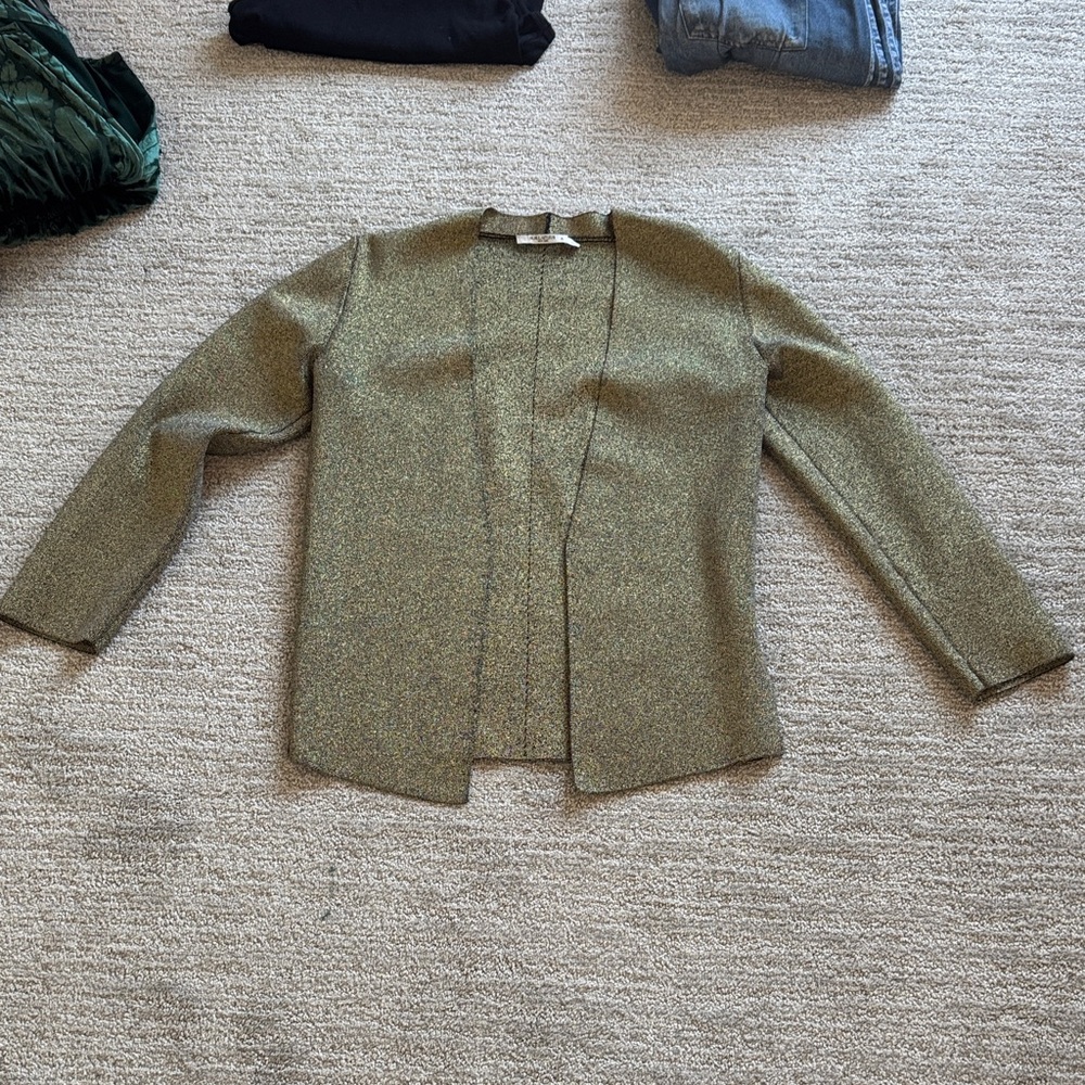 MM.LaFleur Metallic Gold Open-Front Blazer
